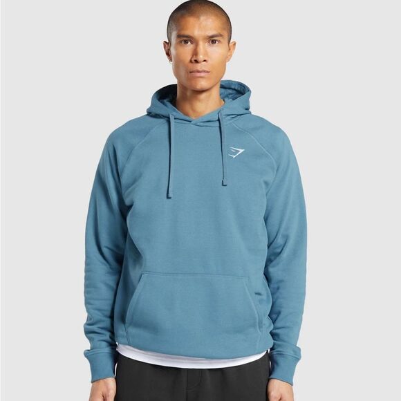 Gymshark Crest Hoodie Slim Fit Faded Blue - Picture 1 of 8
